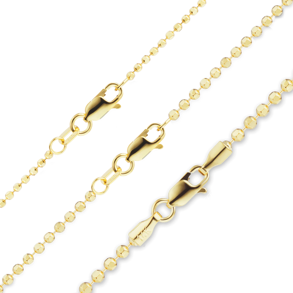 Diamond Cut Broadway Bead Necklace in 14K Yellow Gold