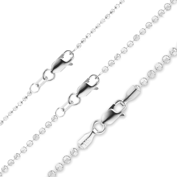 Diamond Cut Broadway Bead Anklet in 14K White Gold