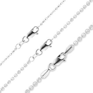 Diamond Cut Broadway Bead Anklet in 14K White Gold