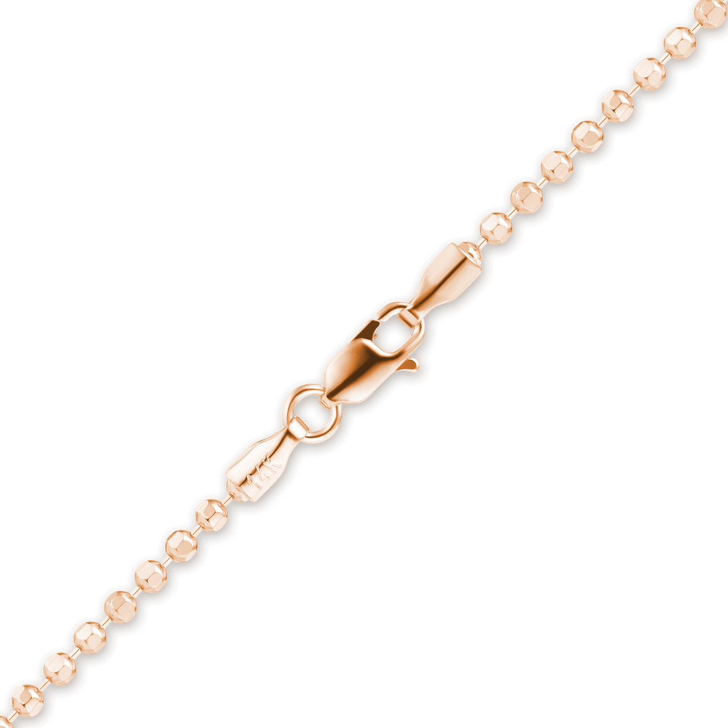 Diamond Cut Broadway Bead Anklet in 14K Rose Gold