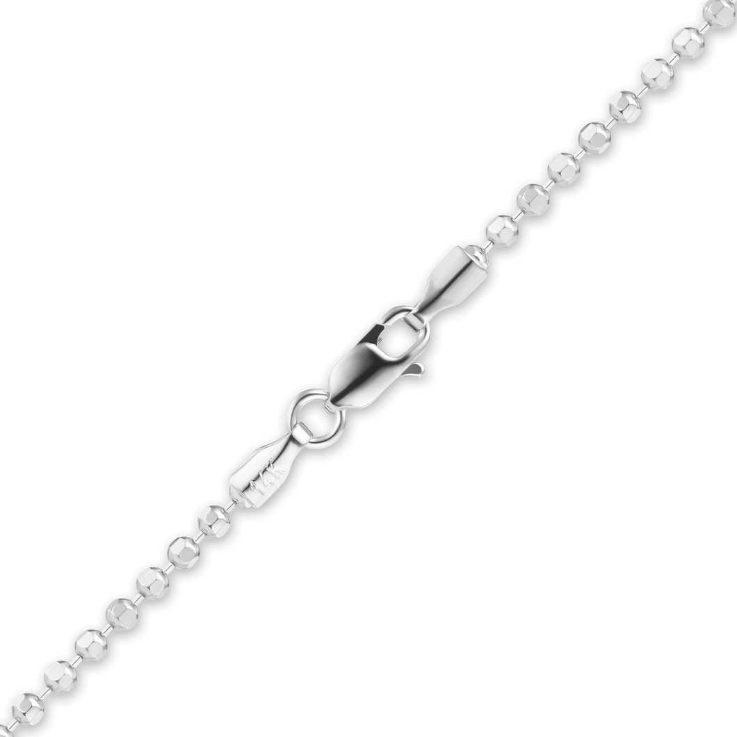 Diamond Cut Broadway Bead Anklet in 14K White Gold
