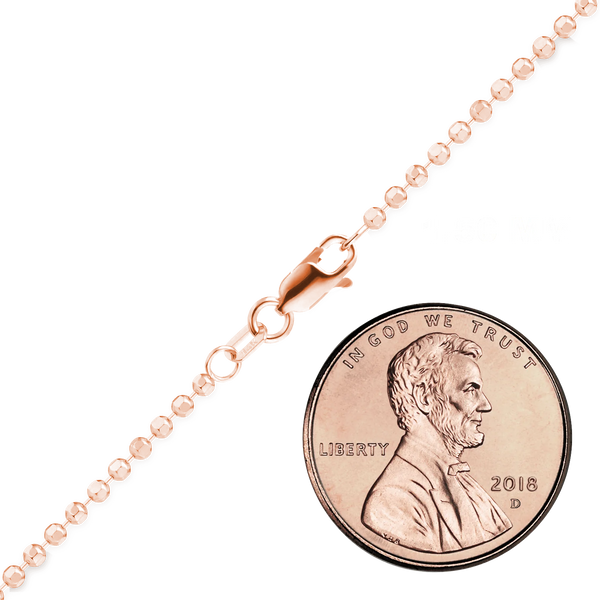 Diamond Cut Broadway Bead Anklet in 14K Rose Gold