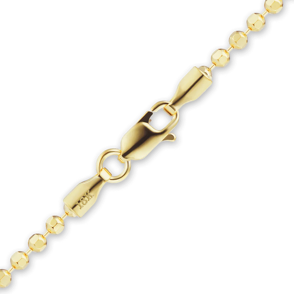 Diamond Cut Broadway Bead Necklace in 18K Yellow Gold
