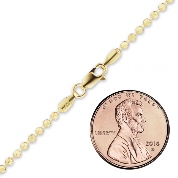 Diamond Cut Broadway Bead Necklace in 18K Yellow Gold