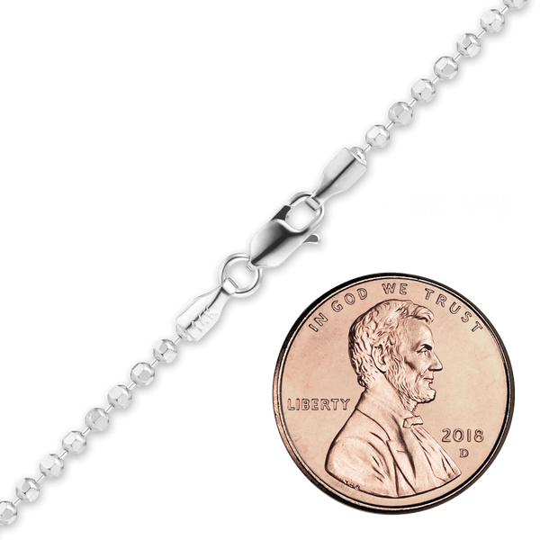 Diamond Cut Broadway Bead Anklet in 14K White Gold