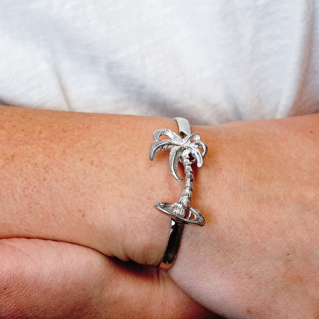 Palm Tree Bracelet Top in Sterling Silver (36 x 22mm)