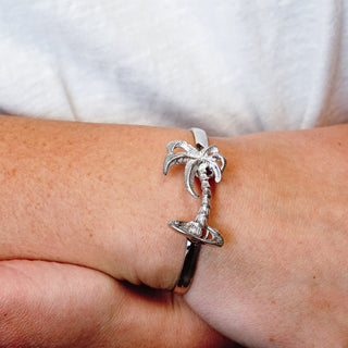 Palm Tree Bracelet Top in Sterling Silver (36 x 22mm)