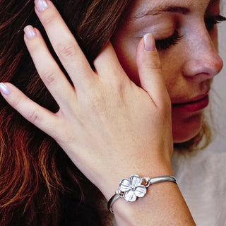 Dogwood Flower Bracelet Top in Sterling Silver (27 x 19mm)
