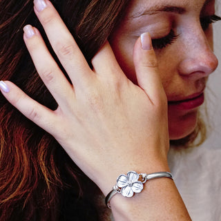 Dogwood Flower Bracelet Top in Sterling Silver (27 x 19mm)