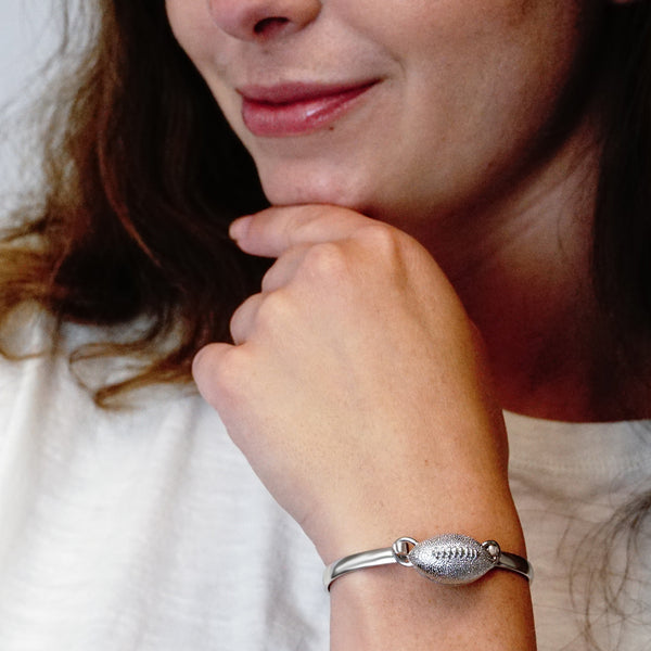 Football Bracelet Top in Sterling Silver (30 x 15mm)