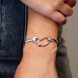 Open Heart Bracelet Top in Sterling Silver (31 x 20mm)