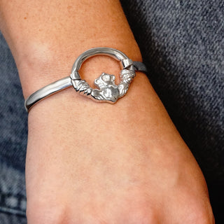 Large Claddagh Bracelet Top in Sterling Silver (30 x 28mm)