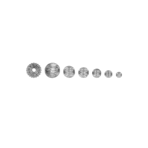 ITI NYC Straight Corrugated Round Beads in Sterling Silver (4 mm - 7 mm)