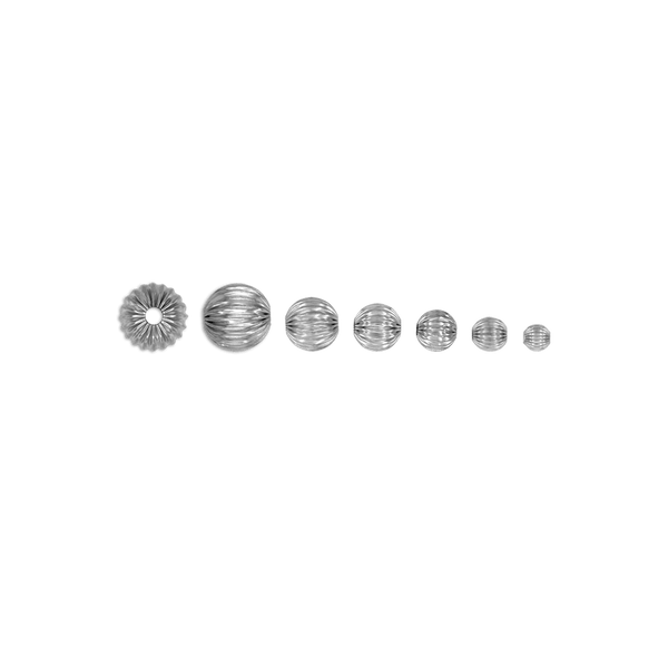 ITI NYC Straight Corrugated Round Beads in Sterling Silver (4 mm - 7 mm)