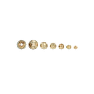ITI NYC Straight Corrugated Round Beads in 14K Yellow Gold (4 mm - 7 mm)