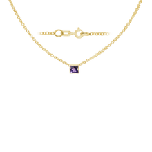 Load image into Gallery viewer, Diamond or Gemstone Square Bezel Charm in 14K Yellow Round Cable Necklace (16-18&quot; Extension)
