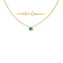 Load image into Gallery viewer, Diamond or Gemstone Square Bezel Charm in 14K Yellow Diamond Cut Cable Necklace (16-18" Extension)
