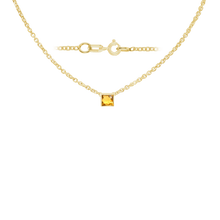 Load image into Gallery viewer, Diamond or Gemstone Square Bezel Charm in 14K Yellow Diamond Cut Cable Necklace (16-18&quot; Extension)
