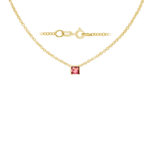 Load image into Gallery viewer, Diamond or Gemstone Square Bezel Charm in 14K Yellow Round Cable Necklace (16-18&quot; Extension)
