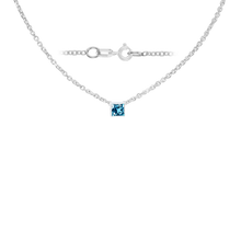 Load image into Gallery viewer, Diamond or Gemstone Square Bezel Charm in 14K White Round Cable Necklace (16-18&quot; Extension)
