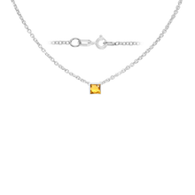 Load image into Gallery viewer, Diamond or Gemstone Square Bezel Charm in 14K White Round Cable Necklace (16-18&quot; Extension)

