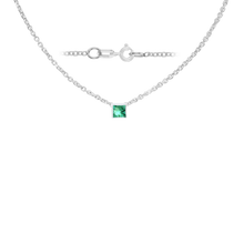 Load image into Gallery viewer, Diamond or Gemstone Square Bezel Charm in 14K White Diamond Cut Cable Necklace (16-18&quot; Extension)
