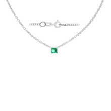 Load image into Gallery viewer, Diamond or Gemstone Square Bezel Charm in 14K White Round Cable Necklace (16-18&quot; Extension)
