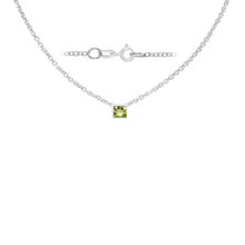 Load image into Gallery viewer, Diamond or Gemstone Square Bezel Charm in 14K White Round Cable Necklace (16-18&quot; Extension)
