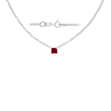 Load image into Gallery viewer, Diamond or Gemstone Square Bezel Charm in 14K White Diamond Cut Cable Necklace (16-18&quot; Extension)
