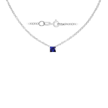 Load image into Gallery viewer, Diamond or Gemstone Square Bezel Charm in 14K White Diamond Cut Cable Necklace (16-18" Extension)
