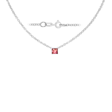 Load image into Gallery viewer, Diamond or Gemstone Square Bezel Charm in 14K White Diamond Cut Cable Necklace (16-18" Extension)
