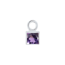 Load image into Gallery viewer, Diamond or Gemstone Square Bezel Drop Charm in 14K White Gold
