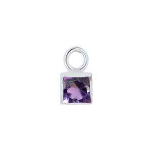 Diamond or Gemstone Square Bezel Drop Charm in 14K White Gold