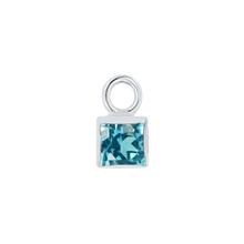 Load image into Gallery viewer, Diamond or Gemstone Square Bezel Drop Charm in 14K White Gold
