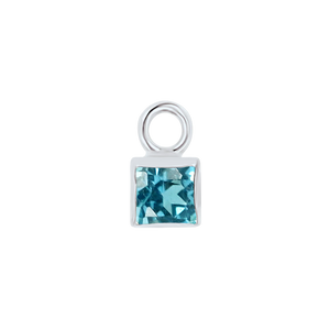 Diamond or Gemstone Square Bezel Drop Charm in 14K White Gold