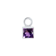 Load image into Gallery viewer, Diamond or Gemstone Square Bezel Drop Charm in 14K White Gold
