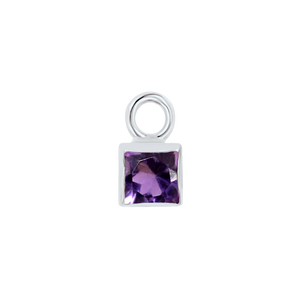 Diamond or Gemstone Square Bezel Drop Charm in 14K White Gold