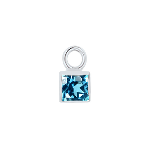 Diamond or Gemstone Square Bezel Drop Charm in 14K White Gold