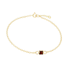 Load image into Gallery viewer, Diamond or Gemstone Square Bezel Charm in 14K Yellow Round Cable Bracelet
