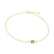 Load image into Gallery viewer, Diamond or Gemstone Square Bezel Charm in 14K Yellow Diamond Cut Cable Bracelet

