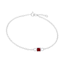 Load image into Gallery viewer, Diamond or Gemstone Square Bezel Charm in 14K White Round Cable Bracelet

