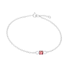 Load image into Gallery viewer, Diamond or Gemstone Square Bezel Charm in 14K White Diamond Cut Cable Bracelet
