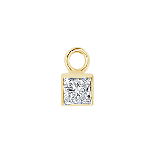 Diamond or Gemstone Square Bezel Drop Charm in 14K Yellow Gold