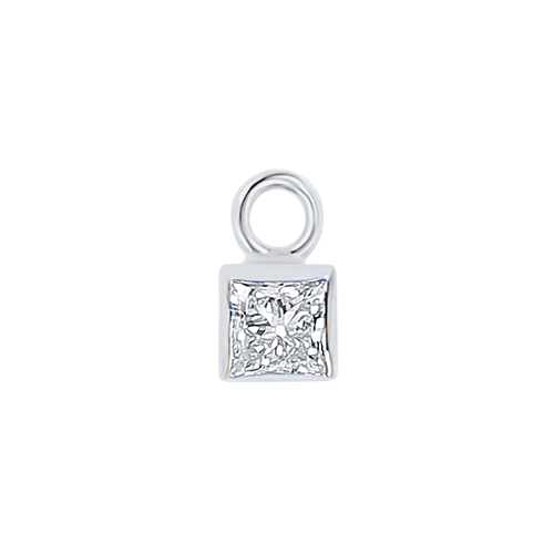 Diamond or Gemstone Square Bezel Drop Charm in 14K White Gold