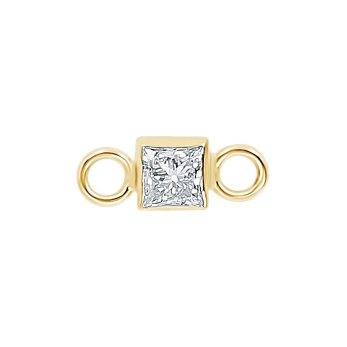 Diamond or Gemstone Square Bezel Bezel/Necklace Charm in 14K Yellow Gold