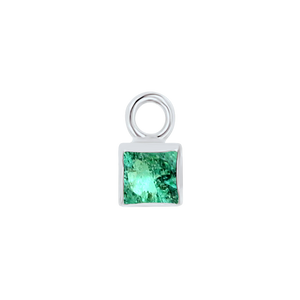 Diamond or Gemstone Square Bezel Drop Charm in 14K White Gold