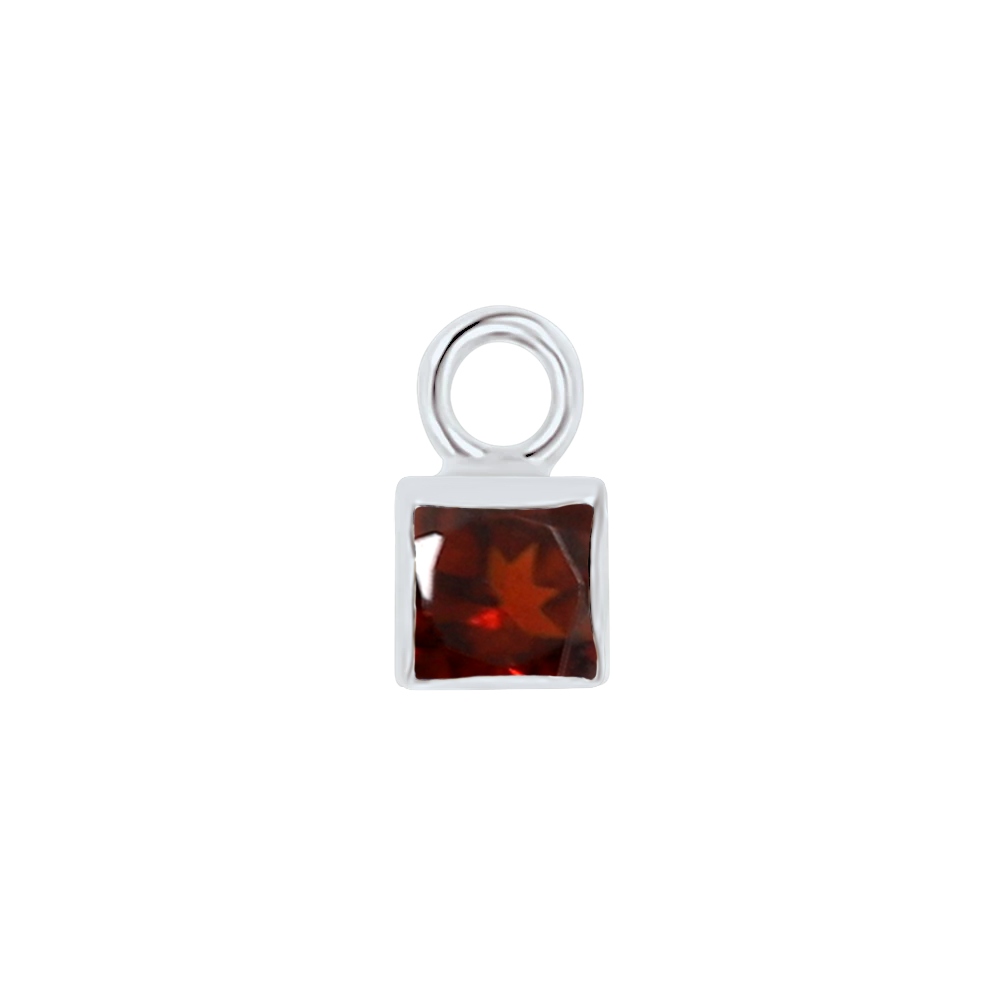 Diamond or Gemstone Square Bezel Drop Charm in 14K White Gold