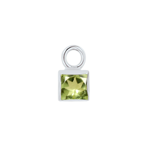 Diamond or Gemstone Square Bezel Drop Charm in 14K White Gold