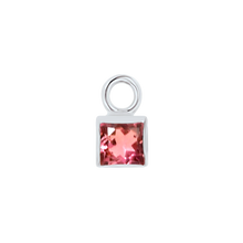 Load image into Gallery viewer, Diamond or Gemstone Square Bezel Drop Charm in 14K White Gold
