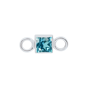 Diamond or Gemstone Square Bezel Bracelet/Necklace Charm in 14K White Gold